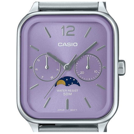 Casio Standard Analog Moon Phase Stainless Steel Purple Dial Quartz MTP-M305D-6AV Men's Watch