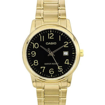 Casio Analog Gold Tone Stainless Steel Black Dial Quartz MTP-V002G-1B MTPV002G-1B Men's Watch