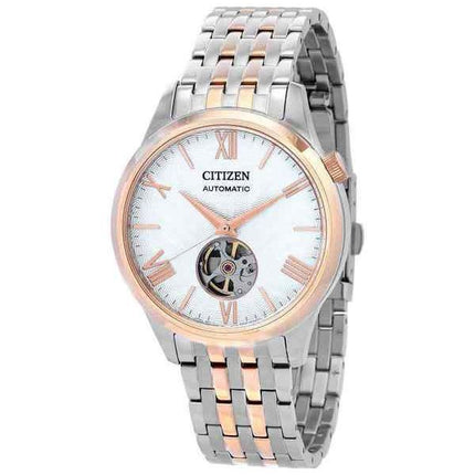 Citizen Two Tone Stainless Steel Open Heart White Dial Automatic NH9136-88A Mens Watch