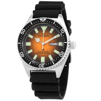 Citizen Promaster Marine Rubber Strap Orange Dial Automatic Divers NY0120-01Z 200M Mens Watch