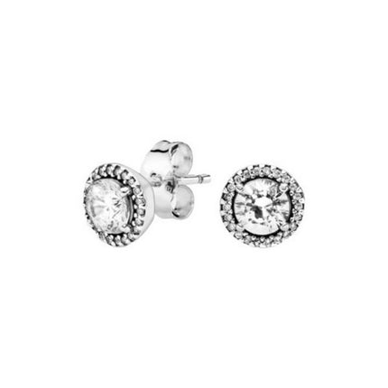 Pandora Timeless Silver Stud Earrings With Clear Cubic Zirconia 296272CZ For Women