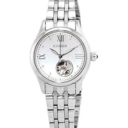 Citizen Luna Stainless Steel Open Heart Silver Dial Automatic PR1040-88A Women's Watch