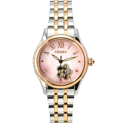 Citizen Limited Edition Diamond Accent Pink Mother Of Pearl Open Heart Dial Automatic PR1044-87Y Women's Watch