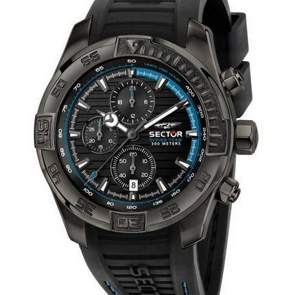 Sector Diving Team Chronograph Black Dial Silicon Strap Diver's Quartz R3271635001 300M Men's Watch