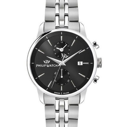 Philip Watch Anniversary Chronograph Stainless Steel Black Dial Quartz R8273650002 100M Mens Watch