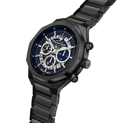 Maserati Stile Chronograph Stainless Steel Blue Skeleton Dial Quartz R8873642012 100M Men's Watch