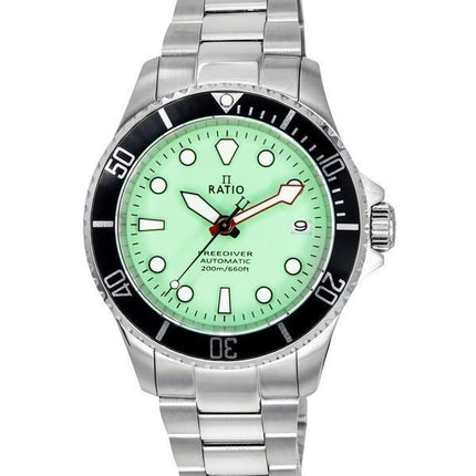 Ratio FreeDiver Sapphire Stainless Steel Green Dial Automatic RTF049 200M Mens Watch