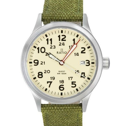 Ratio Quest Men's Field Watch Sapphire Canvas Strap Quartz RTQ019 100M Lewis And Clark Edition