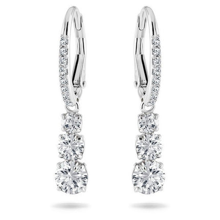 Swarovski Stilla Attract Rhodium Plated And Zirconia Hoop Earrings 5416155 For Women