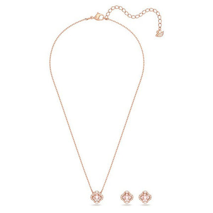 Swarovski Una Rose Gold Tone Plated And Zirconia Necklace And Earrings Set 5516488 For Women