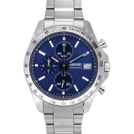 Seiko Spirit Chronograph Stainless Steel Blue Dial Quartz SBTR023 100M Men's Watch