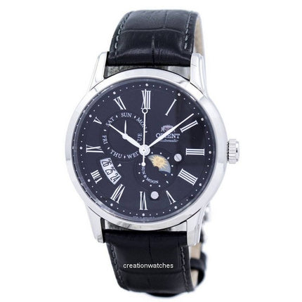 Refurbished Orient Sun And Moon Leather Strap Black Dial Automatic SAK00004B Men's Watch