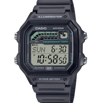 Casio Standard Digital Resin Strap Gray Quartz WS-1600H-8AV 100M Mens Watch