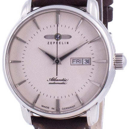 Zeppelin Atlantik Beige Dial Leather Strap Automatic 8466-5 84665 Men's Watch