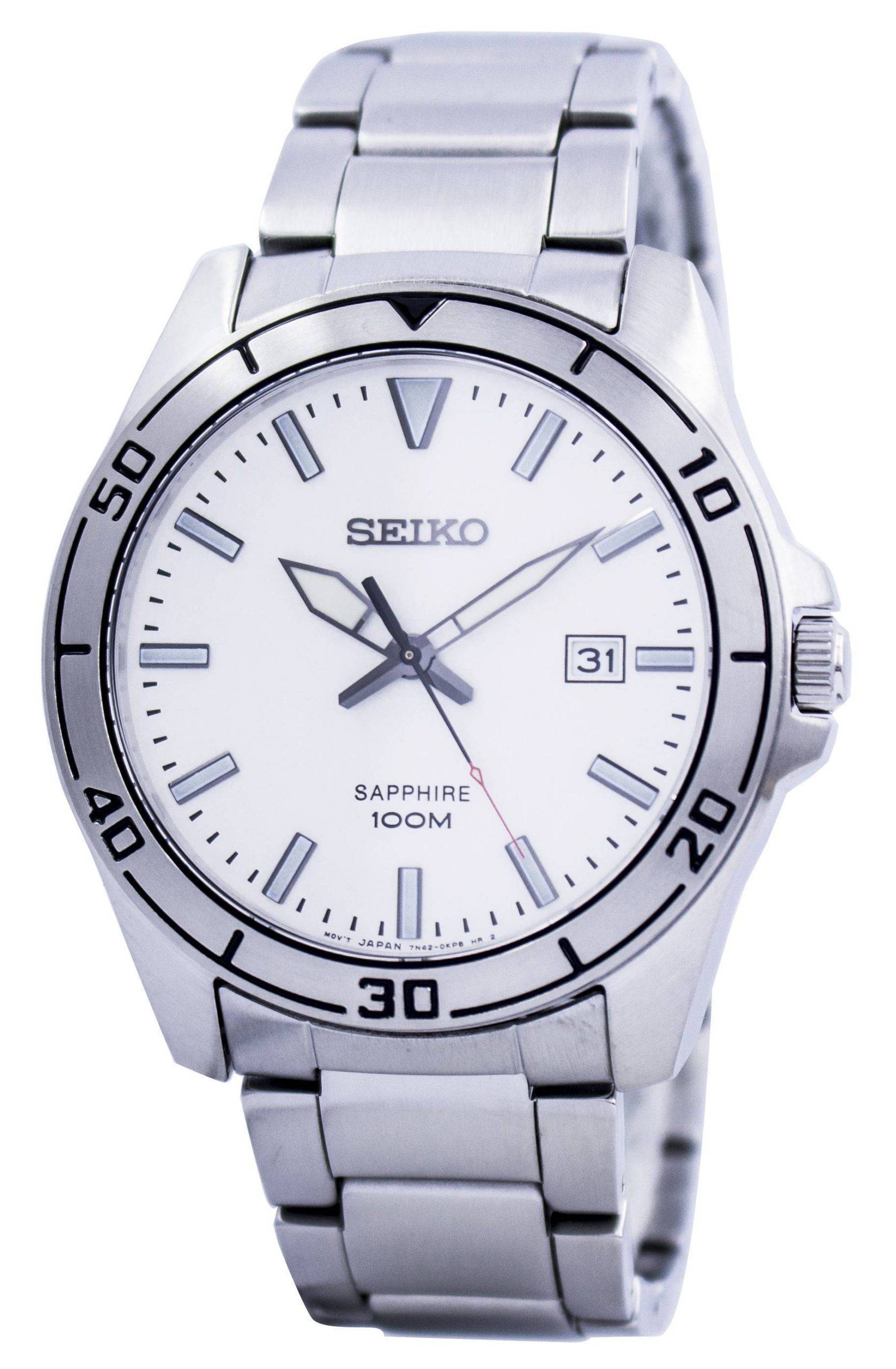 Seiko Quartz Sapphire Glass White Dial SGEH59 SGEH59P1 SGEH59P Mens ...