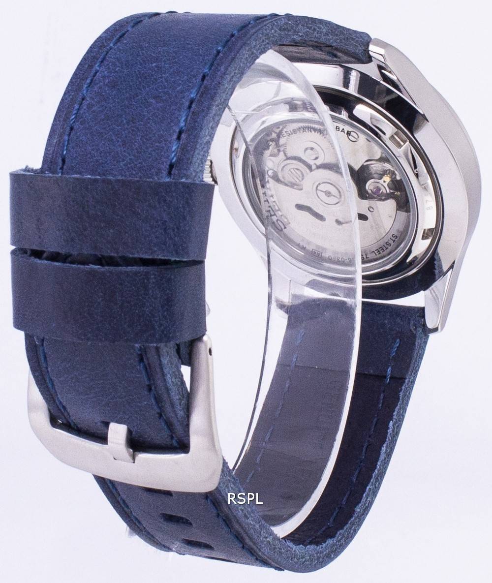 Seiko 5 Sports SNZG09K1-LS13 Automatic Dark Blue Leather Strap Men's ...