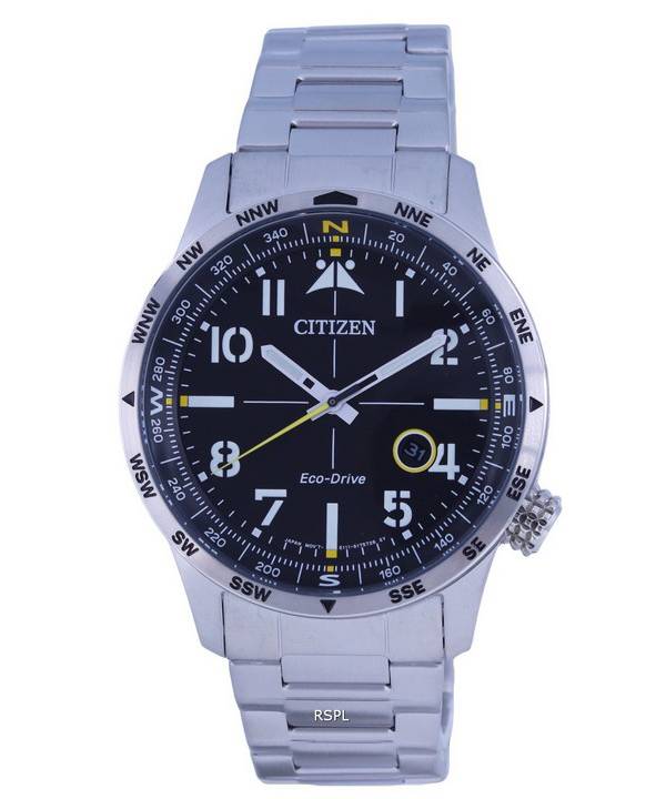 Citizen Aviator Eco-Drive Stainless Steel Black Dial BM7550-87E 100M ...