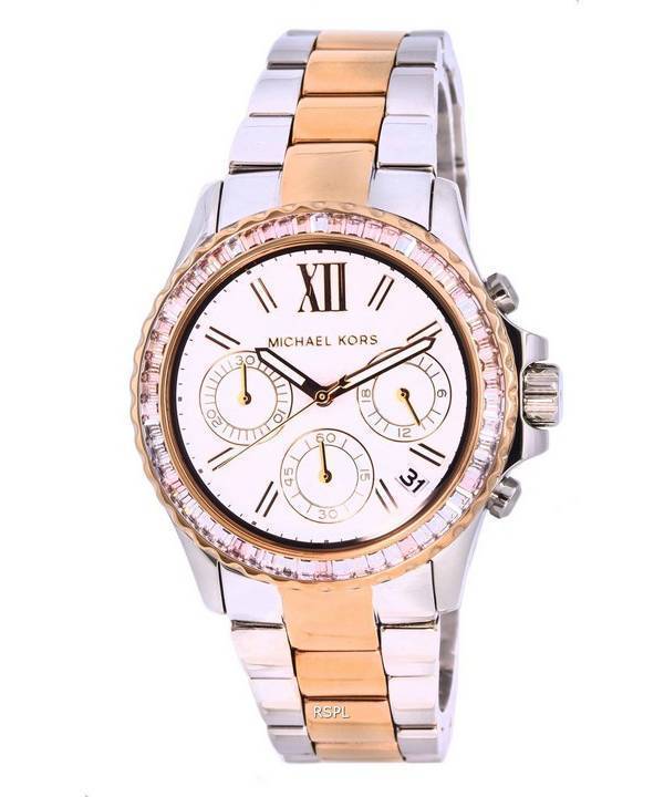 Michael Kors Womens Ritz Crystal Date Chronograph Bracelet Strap Watch  Silver MK6428 at John Lewis  Partners