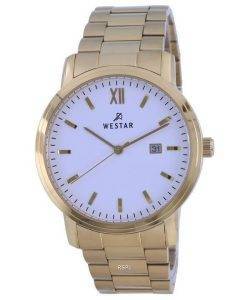 Westar White Dial Gold Tone Stainless Steel Quartz 50245 GPN 101 Mens Watch