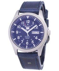 Seiko 5 Sports SNZG11J1-LS13 Japan Made Dark Blue Leather Strap Men's Watch