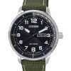 Citizen Urban Eco-Drive Green Nylon Strap Black Dial BM8590-10E 100M Men's Watch