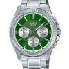 Casio Enticer Analog Stainless Steel Green Dial Quartz MTP-1375D-3 Mens Watch