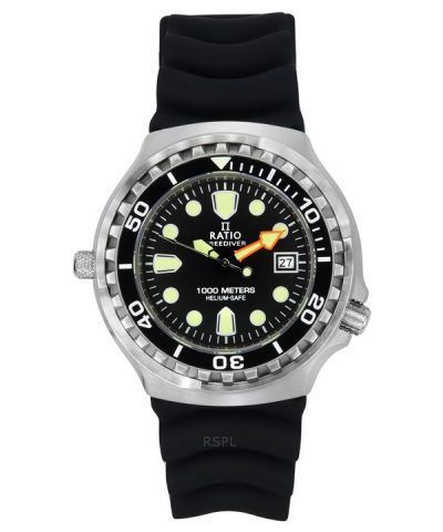 Ratio FreeDiver Version 02 Helium Safe 1000M Sapphire Quartz Black Dial 1038EF102V-BLK-V02 Men's Watch