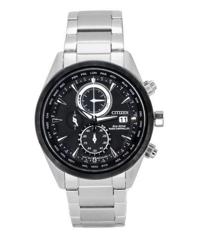 Citizen Eco-Drive Perpetual Calendar Chronograph Stainless Steel Black Dial AT8266-89E 100M Men's Watch