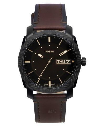 Fossil Machine Leather Strap Brown Dial Quartz FS5901 Men's Watch