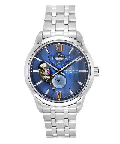Orient Star Contemporary Stainless Steel Blue Dial Automatic RE-AV0B08L00B 100M Men's Watch