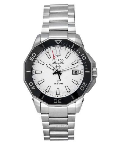 Bulova Marine Star Stainless Steel White Dial Precisionist Quartz Diver's 96B426 200M Men's Watch