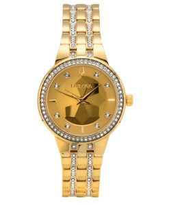 Bulova Classic Crystal Phantom Gold Tone Stainless Steel Champagne Dial Quartz 97L176 Women's Watch