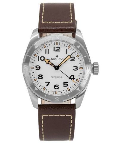 Hamilton Khaki Field Expedition Leather Strap White Dial Automatic H70225510 100M Men's Watch