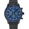 Citizen Eco-Drive Chronograph Black Ion Stainless Steel Blue Dial CA4505-80L 100M Men's Watch