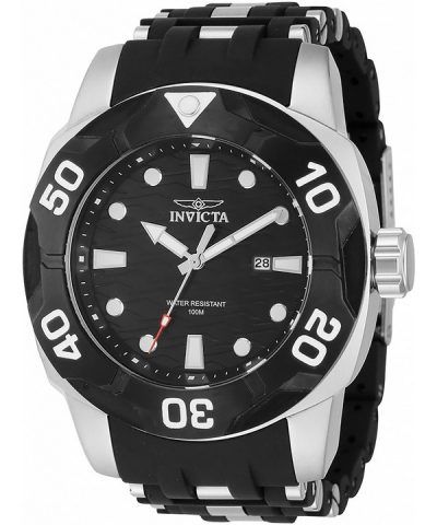 Invicta Sea Spider Stainless Steel And Polyurethane Strap Black Dial Quartz 44116 100M Men's Watch