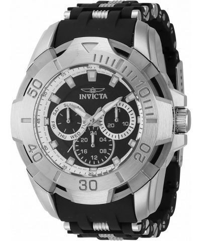 Invicta Sea Spider Stainless Steel And Polyurethane Strap Black Dial Quartz 44120 100M Men's Watch