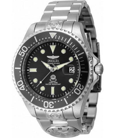 Invicta Pro Diver Dual Time Stainless Steel Black Dial Automatic 45812 100M Men's Watch