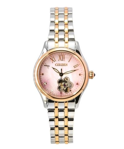 Citizen Limited Edition Diamond Accent Pink Mother Of Pearl Open Heart Dial Automatic PR1044-87Y Women's Watch