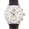 Bulova Sutton Big Date Chronograph Brown Leather Strap Silver Dial Quartz 96B309 Men's Watch