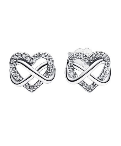 Pandora Sparkling Infinity Heart Stud Earrings 292667C01 For Women