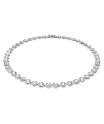 Swarovski Una Angelic Clear Crystals And Rhodium Plated Tennis Necklace 5117703 For Women