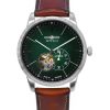 Zeppelin Flatline Leather Strap Green Open Heart Dial Automatic 83644 Men's Watch