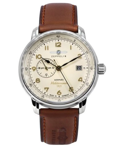 Zeppelin Mediterranean Leather Strap Beige Dial Automatic 96685 Mens Watch